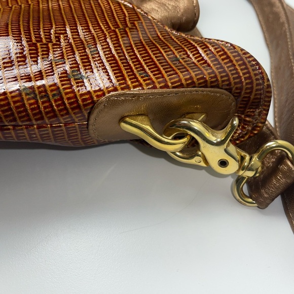 Leather Bucket Bag/Purse, Brown & Gold, Genuine Leather, Vintage - Picture 12 of 15